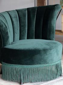 Fluwelen fauteuil Flair in donkergroen, Bekleding: polyester (fluweel), Poten: eikenhout, Fluweel donkergroen, 85 x 95 cm