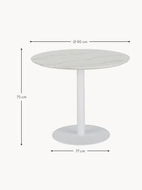 Mesa de comedor redonda Karla, tablero en aspecto mármol, Ø 90 cm, Tablero: fibras de densidad media , Estructura: metal con pintura en polv, Blanco mármol, Ø 90 x Al 75 cm