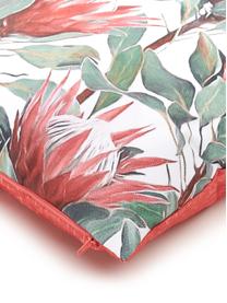 Outdoor-Kissen Flowers, mit Inlett, Vorderseite: Polyester, Rückseite: Polypropylen, Weiss, Grün, Pink, 45 x 45 cm
