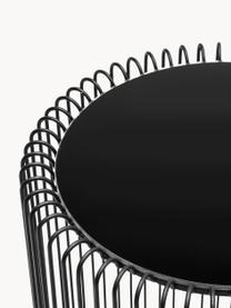 Set di 2 tavolini in metallo con piano in vetro Wire, Struttura: metallo verniciato a polv, Piano d'appoggio: vetro temperato, sventato, Nero, vetro a specchio colorato di nero, Set in varie misure