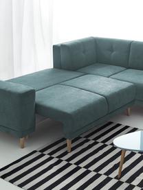 Sofa narożna z funkcją spania Luna, Tapicerka: 100% aksamit poliestrowy, Nogi: metal lakierowany, Niebieski, S 260 x G 260 cm