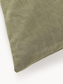 Housse de coussin d'extérieur Aryna, 100 % lin, certifié European Flax, Vert olive, beige clair, larg. 30 x long. 70 cm