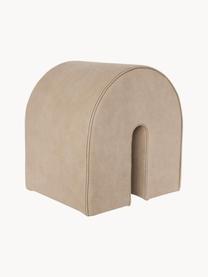 Beklede poef Curved uit nubuckleer, Bekleding: nubuckleer, Leer beige, B 36 x H 42 cm