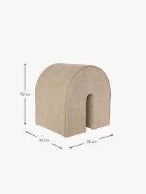 Beklede poef Curved uit nubuckleer, Bekleding: nubuckleer, Leer beige, B 36 x H 42 cm