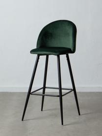 Sedia da bar Maxine, Rivestimento: 100% poliestere, Gambe: metallo rivestito, Verde scuro, nero, Larg. 48 x Alt. 102 cm