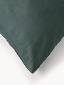 Funda de almohada de satén Flori, Verde oscuro, beige, An 45 x L 110 cm
