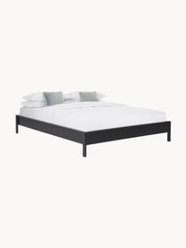 Holzbett Tammy, Holz mit Eschenholzfurnier, Eschenholz, schwarz lackiert, B 140 x L 200 cm