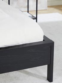 Cama de madera Tammy, Madera chapada en fresno, Madera de fresno pintada en negro, An 140 x L 200 cm