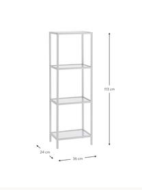 Estantería de baño Sirk, Estructura: metal pintado, Estantes: vidrio, Blanco, An 36 x Al 113 cm