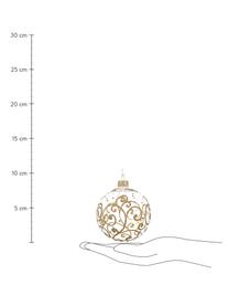 Boules de Noël avec décor doré Slide, 6 pièces, Verre, Transparent, doré, Ø 8 cm