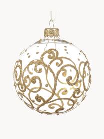 Boules de Noël avec décor doré Slide, 6 pièces, Verre, Transparent, doré, Ø 8 cm