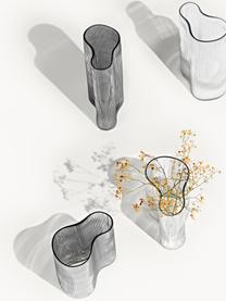 Vaso di design in vetro soffiato con rilievo millerighe Dawn, Vetro, Trasparente, Larg. 19 x Alt. 20 cm