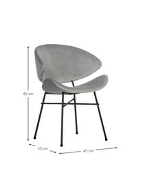 Čalouněná židle s velurovým potahem Cheri, s vodoodpudivým potahem, Světle šedá, černá, Š 57 cm, H 55 cm
