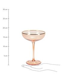 Champagneglazen Goldie met goudkleurige rand, 6 stuks, Glas, Roze, goudkleurig, Ø 12 x H 17 cm, 250 ml