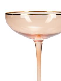 Champagneglazen Goldie met goudkleurige rand, 6 stuks, Glas, Roze, goudkleurig, Ø 12 x H 17 cm, 250 ml