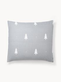 Flanellen kussenhoes X-mas Tree met kerstmotief, Weeftechniek: flanel Flanel is een knuf, Lichtgrijs, wit, B 60 x L 70 cm