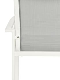 Silla con reposabrazos de exterior Atlantic, Estructura: aluminio con pintura en p, Asiento: tela, Blanco, gris claro, An 60 x F 66 cm