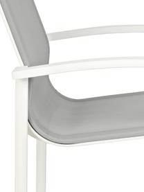 Silla con reposabrazos de exterior Atlantic, Estructura: aluminio con pintura en p, Asiento: tela, Blanco, gris claro, An 60 x F 66 cm