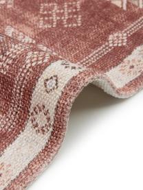 Felpudo de algodón con flecos Tanger, 100% algodón, Terracota, crema, An 45 x L 75 cm