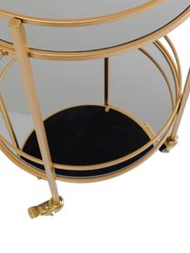 Kulatý kovový barový vozík Emilia, Zlatá, zrcadlové sklo, Š 57 cm, V 78 cm