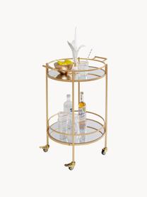 Okrúhly servírovací vozík s doskami zo zrkadlového skla, Emilia, Odtiene zlatej, odtiene striebornej, Š 57 x V 78 cm