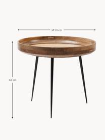 Mesa auxiliar Bowl Table, tablero de madera de mango, Tablero: madera de mango, lacada t, Patas: acero, pintura en polvo, Madera de mango, negro, Ø 53 x Al 46 cm