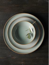 Assiettes plates Saisons Eucalyptus, 6 pièces, Grès cérame, Vert, Ø 27 cm, haut. 2 cm