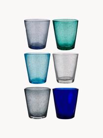 Sada sklenic na vodu se vzduchovými bublinami Cancun, 6 dílů, Sklo, Odstíny modré, tyrkysové a šedé, transparentní, Ø 9 cm, V 10 cm, 330 ml