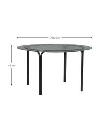 Ronde metalen salontafel Orbit met glazen tafelblad, Tafelblad: glas, Frame: gepoedercoat metaal, Zwart, Ø 80 x H 45 cm