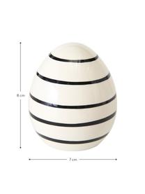 Objet déco œuf de Pâques Finn, 2 élém., Grès cérame, Blanc, noir, Ø 7 cm x haut. 8 cm