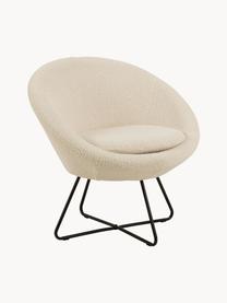 Poltroncina in teddy con gambe in metallo Center, Rivestimento: 100% poliestere (teddy), Struttura: metallo rivestito, Teddy beige, Larg. 82 x Prof. 71 cm