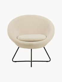 Poltroncina in teddy con gambe in metallo Center, Rivestimento: 100% poliestere (teddy), Struttura: metallo rivestito, Teddy beige, Larg. 82 x Prof. 71 cm