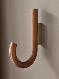 Colgador de madera de nogal Umbrella, tamaños diferentes, Anclaje: acero recubierto, Madera de nogal, dorado, An 6 x Al 13 cm