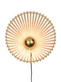 Grote wandlamp Bromo met stekker, Lampenkap: bamboe, Beige, zwart, Ø 40 cm