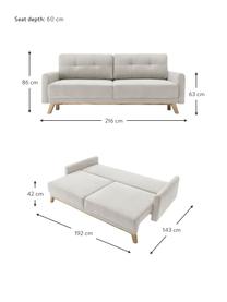 Canapé convertible 3 places en velours avec rangement Balio, Velours blanc crème, larg. 216 x prof. 102 cm