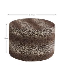 Pouf in velluto marrone leopardato Daisy, Rivestimento: velluto (poliestere) Il r, Cornice: compensato, Stampa leopardata in velluto, Ø 54 x Alt. 38 cm