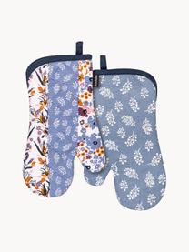 Set 2 guanti da forno con motivo floreale Homespun, 100% cotone, Blu, multicolore, Larg. 18 x Lung. 33 cm