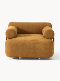 Loungefauteuil Stella, Bekleding: 85% polyester, 15% katoen, Frame: massief sparrenhout, PEFC, Geweven stof oker, B 111 x D 100 cm