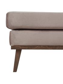 Fluwelen chaise longue Alva in taupe met beukenhout-poten, Bekleding: fluweel (hoogwaardig poly, Frame: massief grenenhout, Poten: massief gebeitst beukenho, Taupe, B 193 x D 94 cm