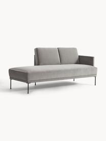 Fluwelen chaise longue Fluente, Bekleding: fluweel (hoogwaardig poly, Frame: massief grenenhout, Poten: gepoedercoat metaal Dit p, Fluweel grijs, B 202 x D 85 cm, rugleuning links