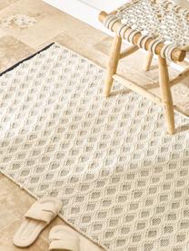 Tapis en laine tissé à la main Inar, 67 % laine (certifiée RWS), 33 % coton

Les tapis en laine peuvent perdre des fibres lors des premières semaines et des peluches peuvent se former, ce phénomène est naturel et diminue à mesure de votre usage et du temps, Blanc cassé, noir, larg. 80 x long. 150 cm (taille XS)