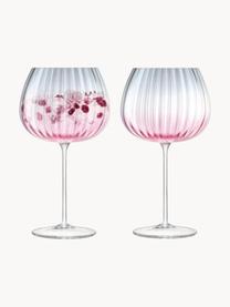 Ručně vyrobené sklenice na červené víno s barevným přechodem Dusk, 2 ks, Sklo, Růžová, šedá, Ø 10 cm, V 20 cm, 650 ml