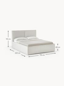 Cama tapizada Dream, con espacio de almacenamiento, Tapizado: poliéster (texturizado) A, Estructura: madera de pino maciza con, Tejido greige, An 200 x L 200 cm