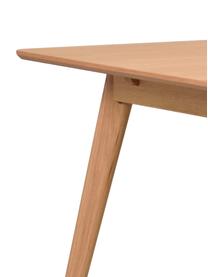 Eettafel Yumi in lichtbruin, 190 x 90 cm, Tafelblad: MDF, gelakt essenhoutfine, Poten: massief gebeitst rubberho, Eikenhout, B 190 x D 90 cm