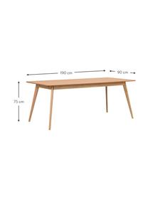 Jedálenský stôl Yumi, 190 x 90 cm, Dubové drevo, Š 190 x H 90 cm