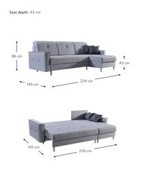 Sofa narożna z funkcją spania i miejscem do przechowywania Hilton (4-osobowa), Tapicerka: 100% poliester, Szary, S 234 x G 146 cm