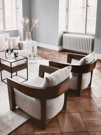 Fauteuil lounge en bois Rubautelli, Tissu beige clair, bois, larg. 74 x prof. 80 cm