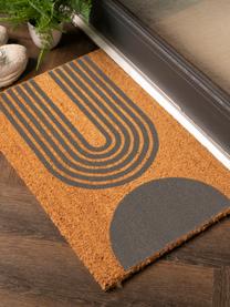 Fussmatte Abstract Half Moon, Flor: 40 % Kokosfaser (Coir), Beige, Grau, B 40 x L 60 cm