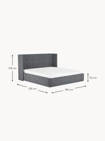 Gestoffeerd bed Star, Frame: massief grenenhout en pla, Bekleding: polyester (gestructureerd, Geweven stof antraciet, B 200 x L 200 cm