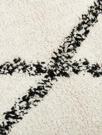 Tapis de couloir en coton à motif, tufté main Bina, Beige, noir, larg. 80 x long. 200 cm